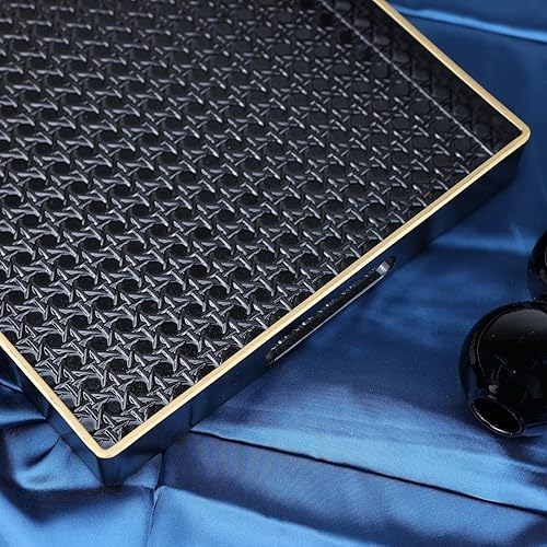 Miniatura 4 de Bandeja decorativa negra para mesa de café, bandeja rectangular de plástico con asas para sala de estar, otomana, baño, 15.7 x 10.2 pulgadas