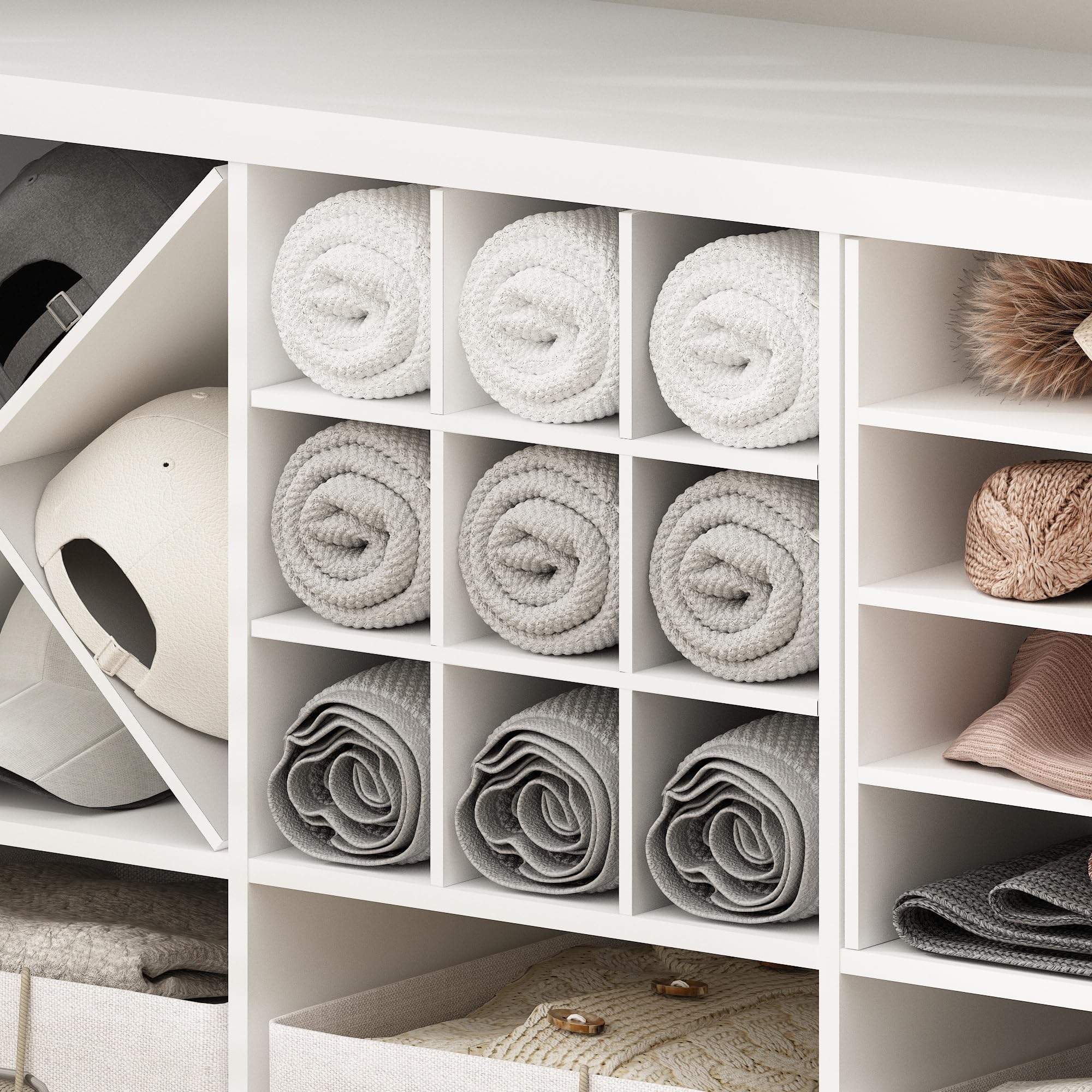 Furinno Cubicle 9-Compartment Cube Insert, Cube Organizer, Plain White