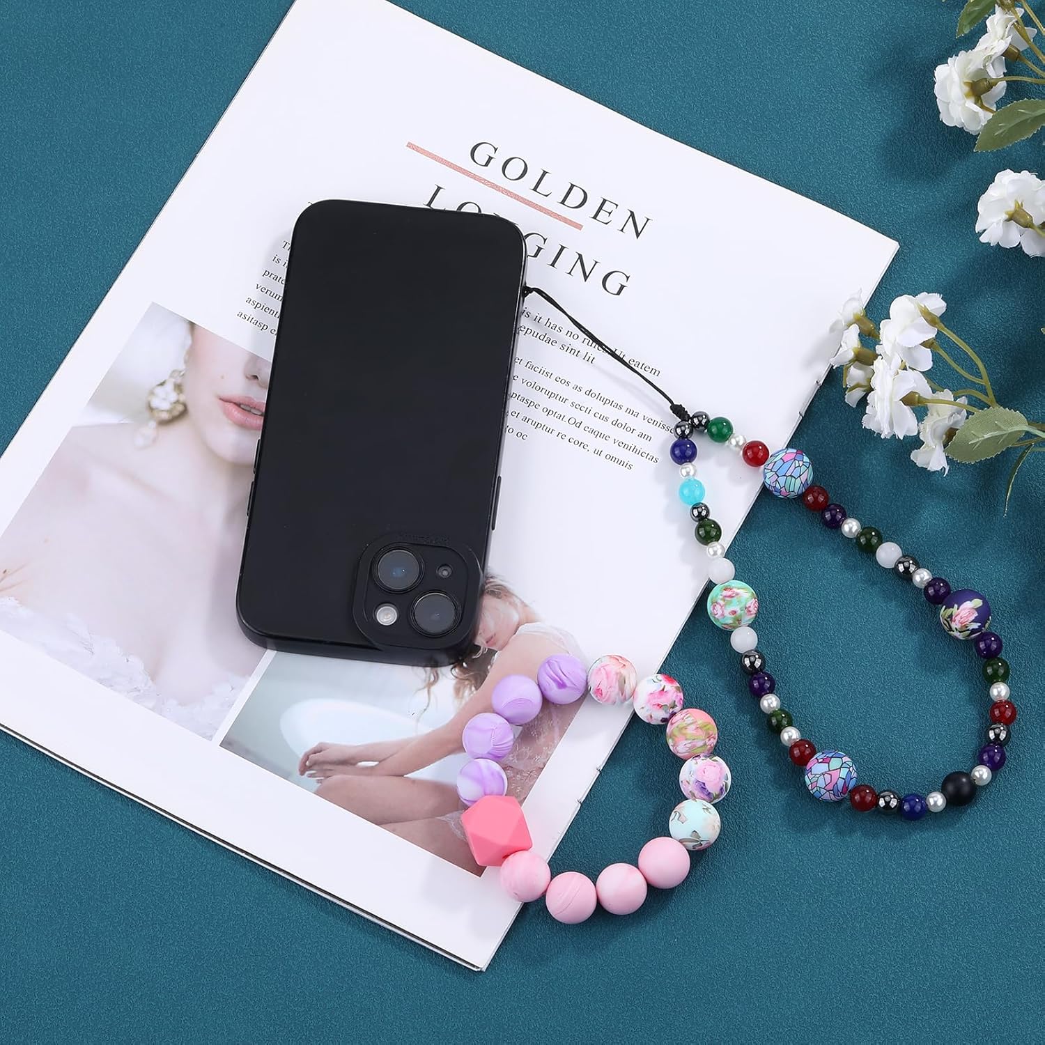 54 Pcs 15mm Silicone Beads for Keychain Making Round Floral Focal Beads for Pens Necklace Bracelets Jewelry Making - Image 5