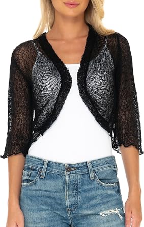 SHU-SHI Bolero Shrugs For Dresses Formal Sheer Cropped Cardigan Cocktail Sweater Lightweight Knit