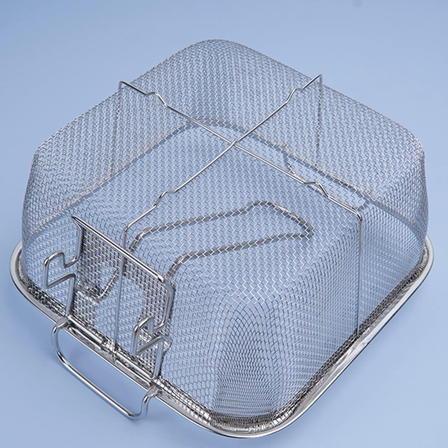 Cesta para patatas fritas Cesta para patatas fritas Cesta for freír de acero inoxidable con mango plegable, cesta cuadrada for patatas fritas, filtro de alimentos fritos for patatas fritas, Nugge de p