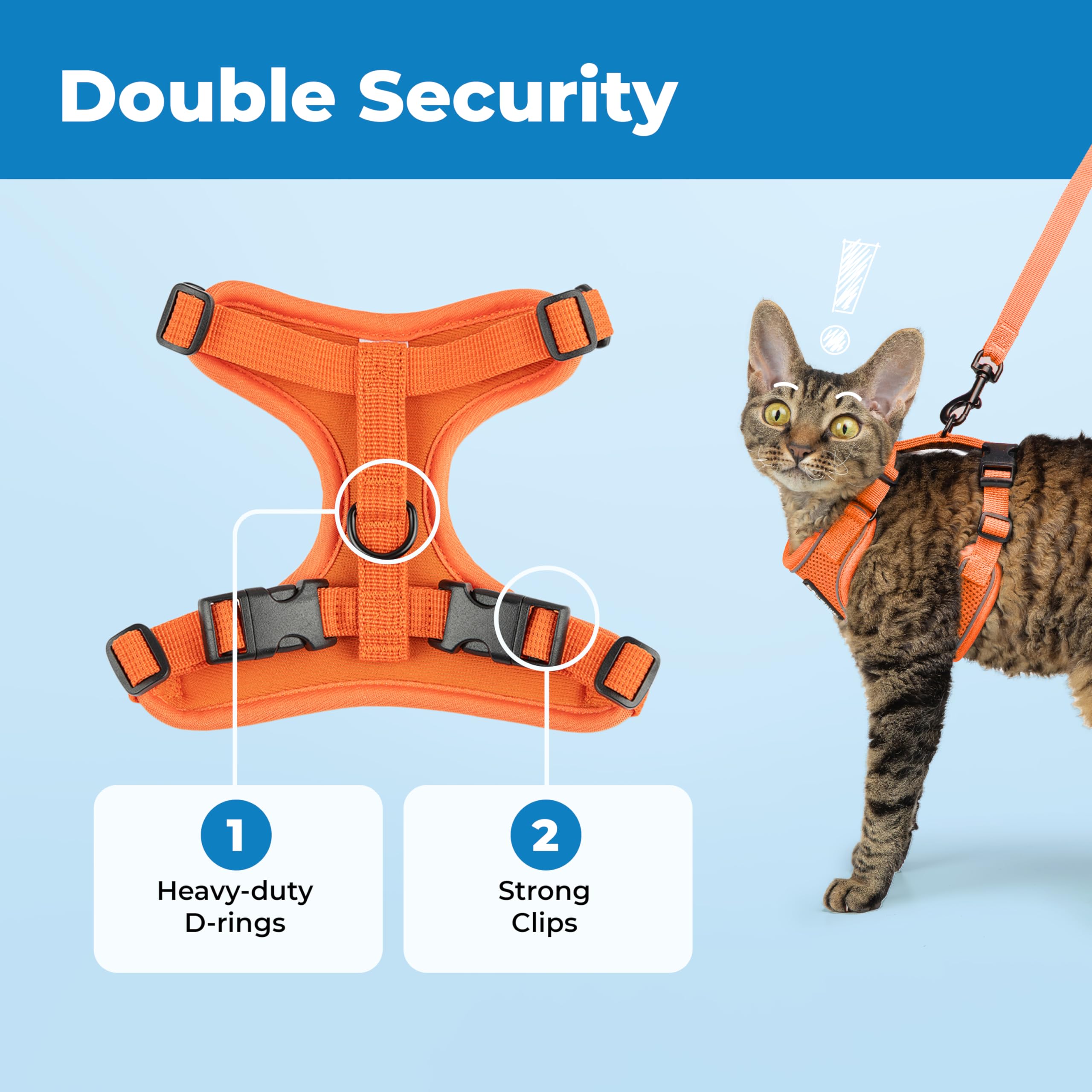 Voyager Ausbruchsicheres Katzengeschirr und Leine, Set mit reflektierenden Nähten, Neoprengriff, 1,5 m – unterstützt kleine, mittelgroße und große Katzen, Kätzchen zum Spazierengehen von Best Pet
