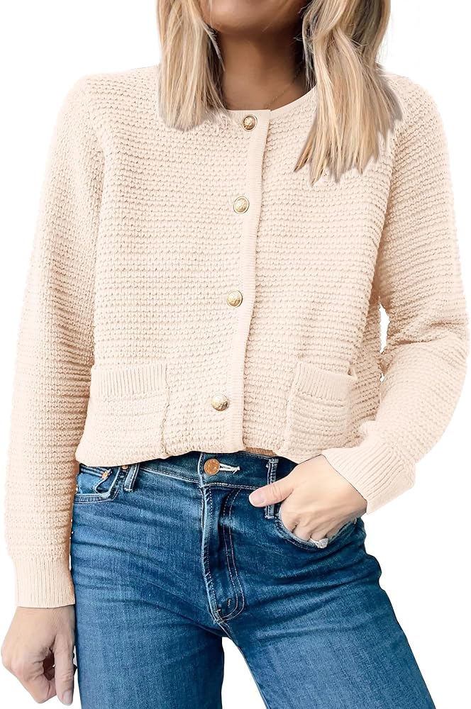 ANRABESS Womens Cardigan Sweater Long Sleeve Button Down Lady