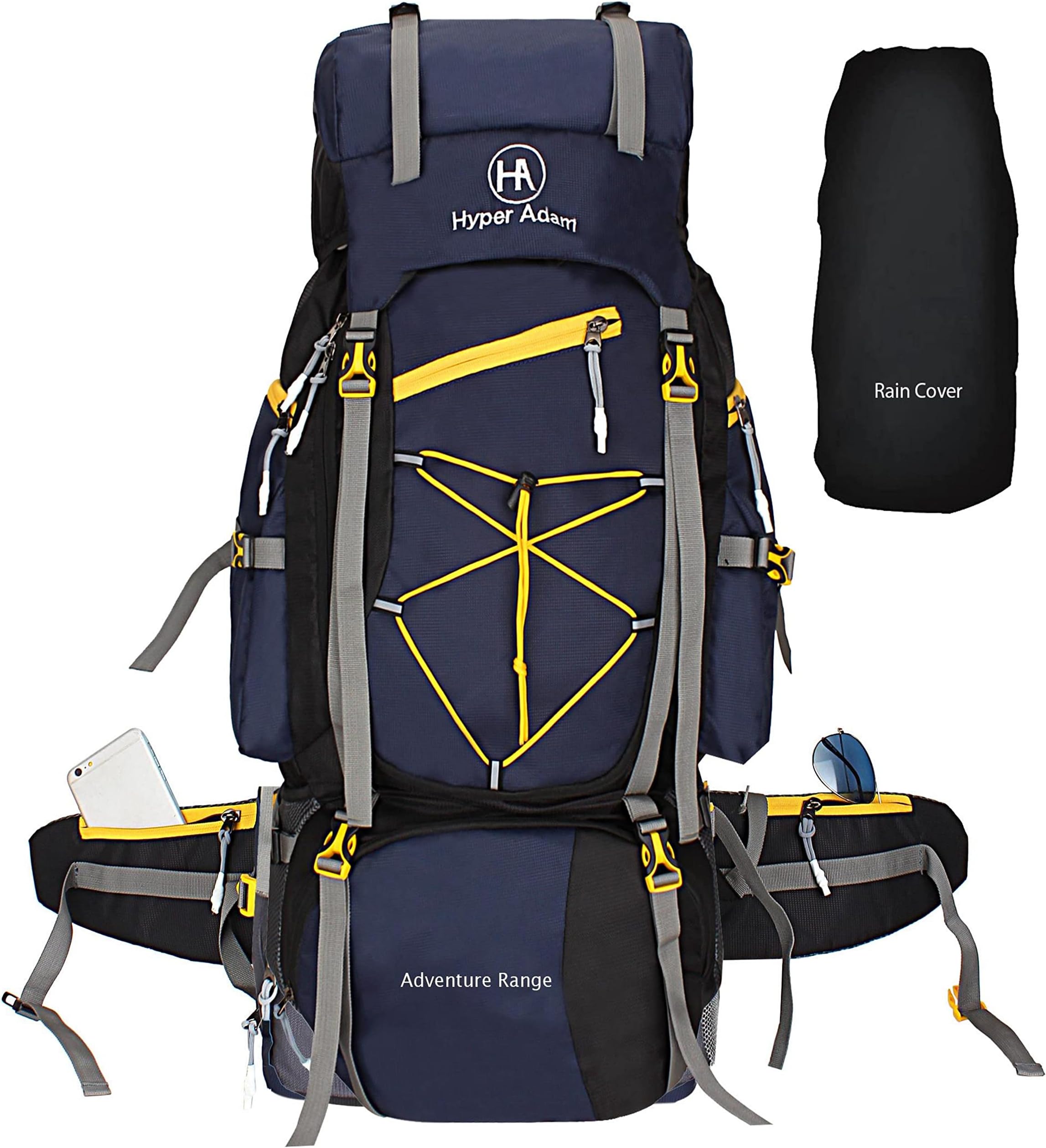 Hyper Adam Stylish 75 Liter Travel Backpack for Hiking Trekking Bag Camping Rucksack Rain Cover/Shoe Compartment