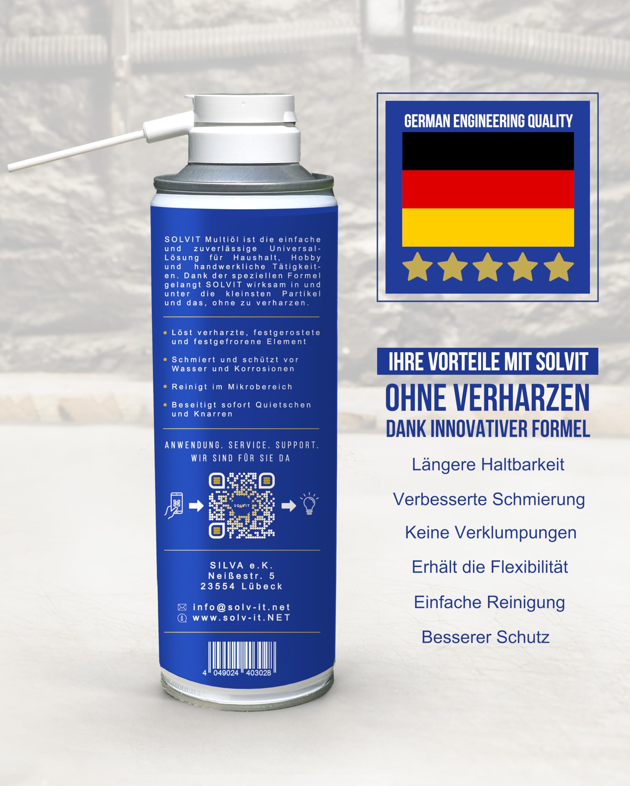 SOLVIT Multifunktionsöl 6x 300ml I Lösungsmittel & Schmiermittel I Leistungsstarkes Multifunktionsöl für effektive Reinigung & Schmierung | Idealer Schutz für alle Oberflächen | Langanhaltender Schutz