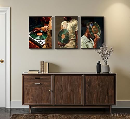 Miniatura 8 de Black Men Canvas Wall Art African American Black Man DJ painting pictures wall decor Fashion Male Hip Hop Music Modern Poster Prints for Living Room