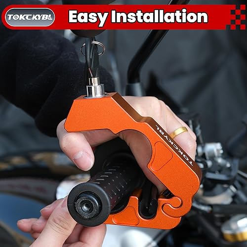 Miniatura 3 de Cerradura de motocicleta, casco antirrobo, bloqueo de freno y manillar, universal para motocicletas, cuatrimotos, motos de cross, ciclomotores,