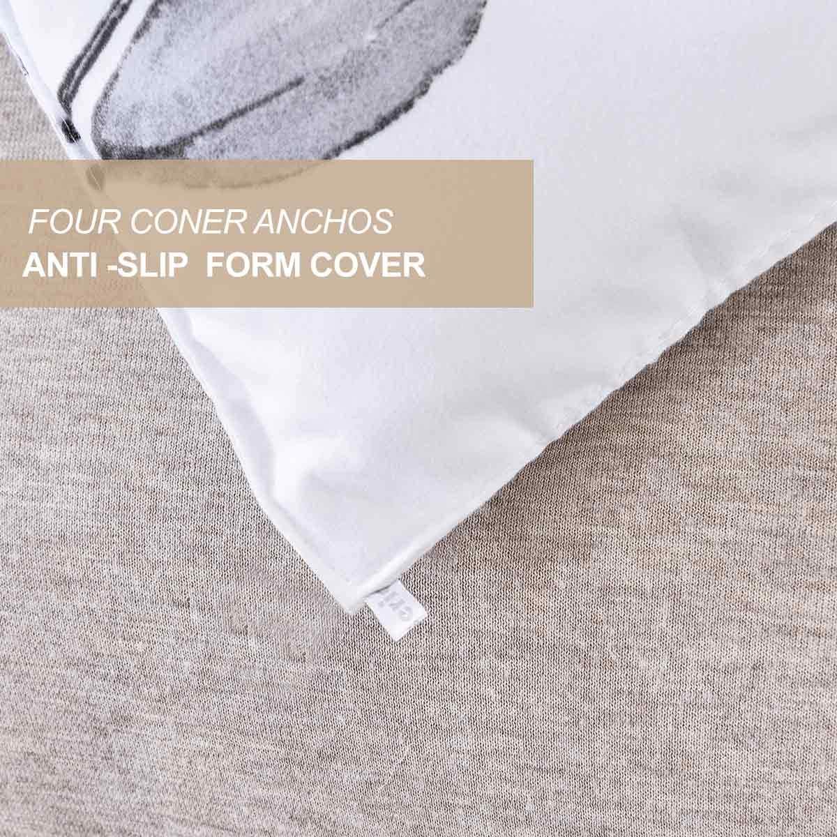 Nanko Queen Comforter Set 3pc, White and Grey Floral Leaf Print Reversible Down Alternative Microfiber Bedding - All Season Duvet and 2 Pillowshams Bed Sets for Women, Size 88x90 Farmhouse Gray Flower - Image 4