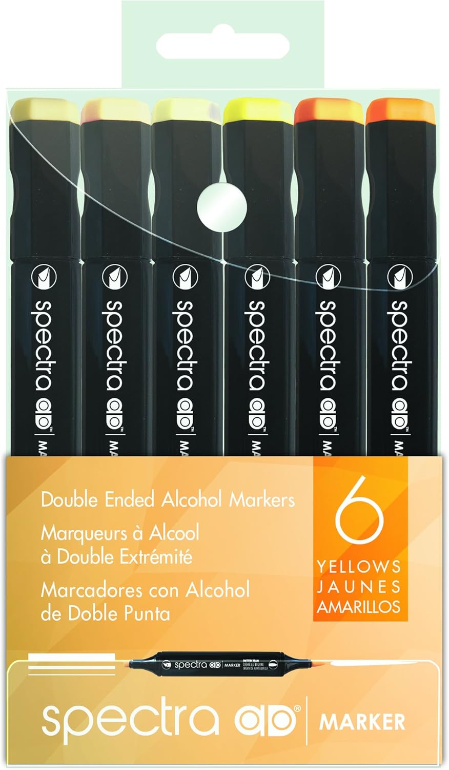 Chartpak Spectra AD Marker Set in Plastic Case, Tri-Nib and Brush Dual-Tip, 6 Assorted Red Colors (SREDS6AD)