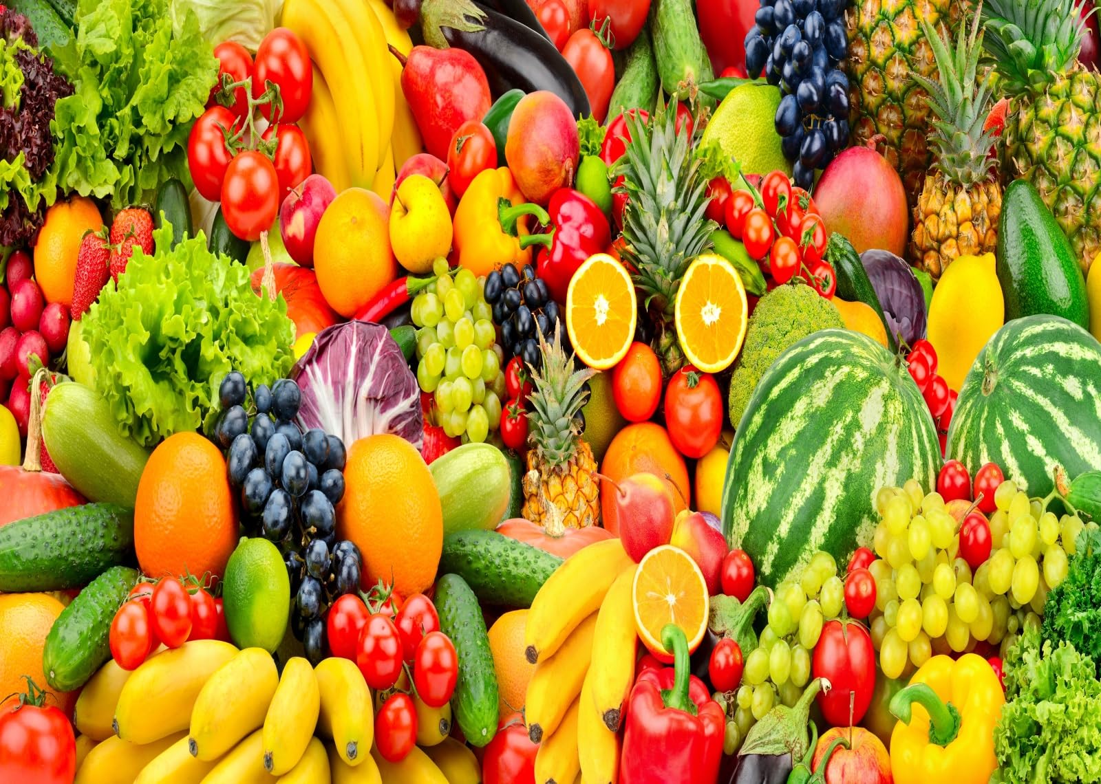 Loccor 9x6ft Fabric Fruits and Vegetables Backdrop Fresh Healthy Eating Organic Food Photography Background for Vegetarian Theme Party Decorations
