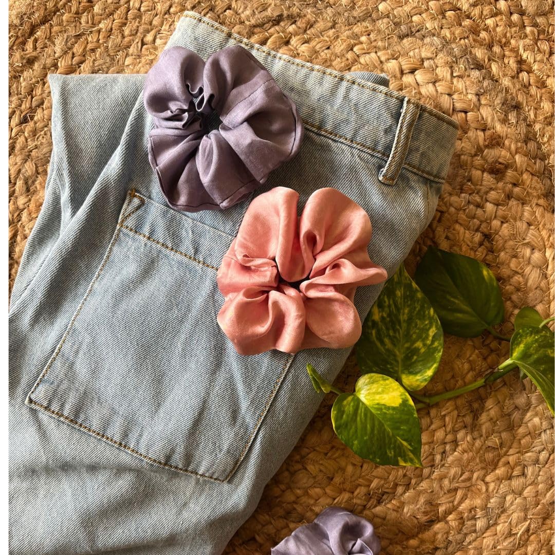 Satin Hair Scrunchies, Ponytail Holders, Premium Fabric, Set of 2 (Blue and Pink) - Review, Price and Buying Guide