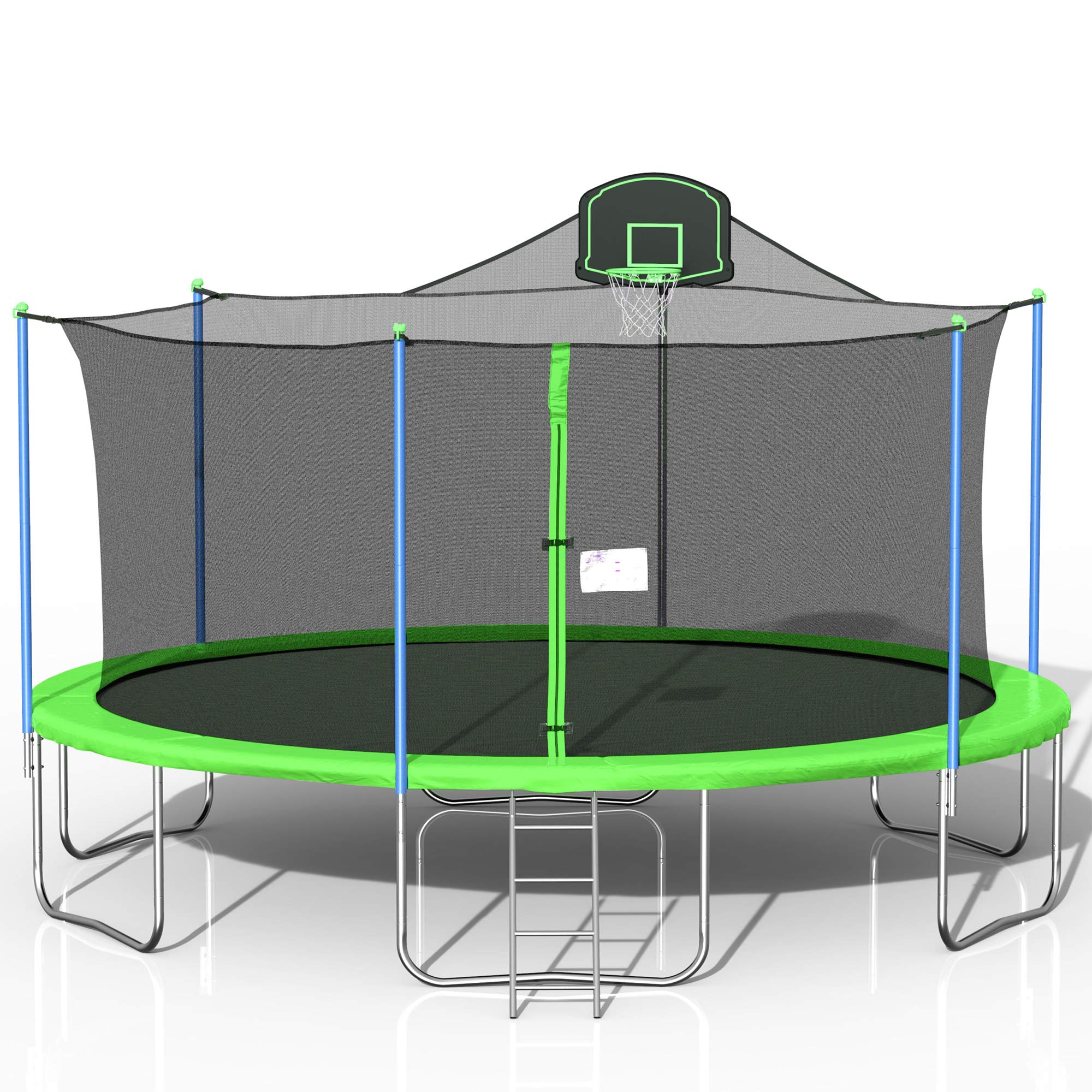 EMKK 16 FT Trampoline Trampolines with Basketball Hoop, Outdoor Trampoline with Safety Enclosure Net and Ladder, Waterproof Spring Pad Premium Jump Mat for Kids and Adults,Suitable for Backyard Park