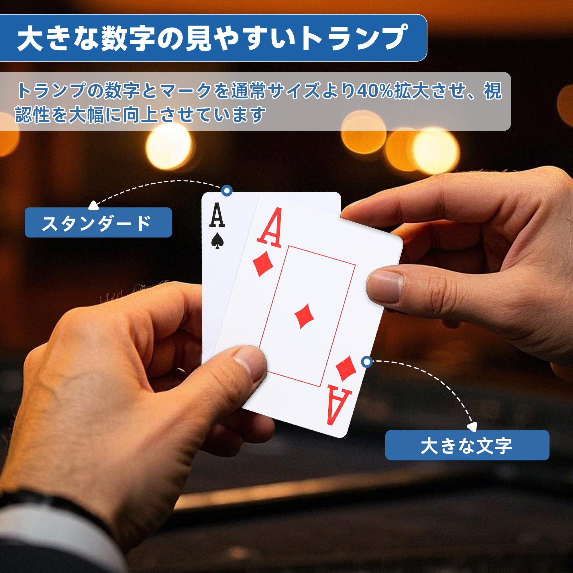 Amazon.co.jp: Fanwer 2デッキ トランプ カード ジャンボインデックス 
