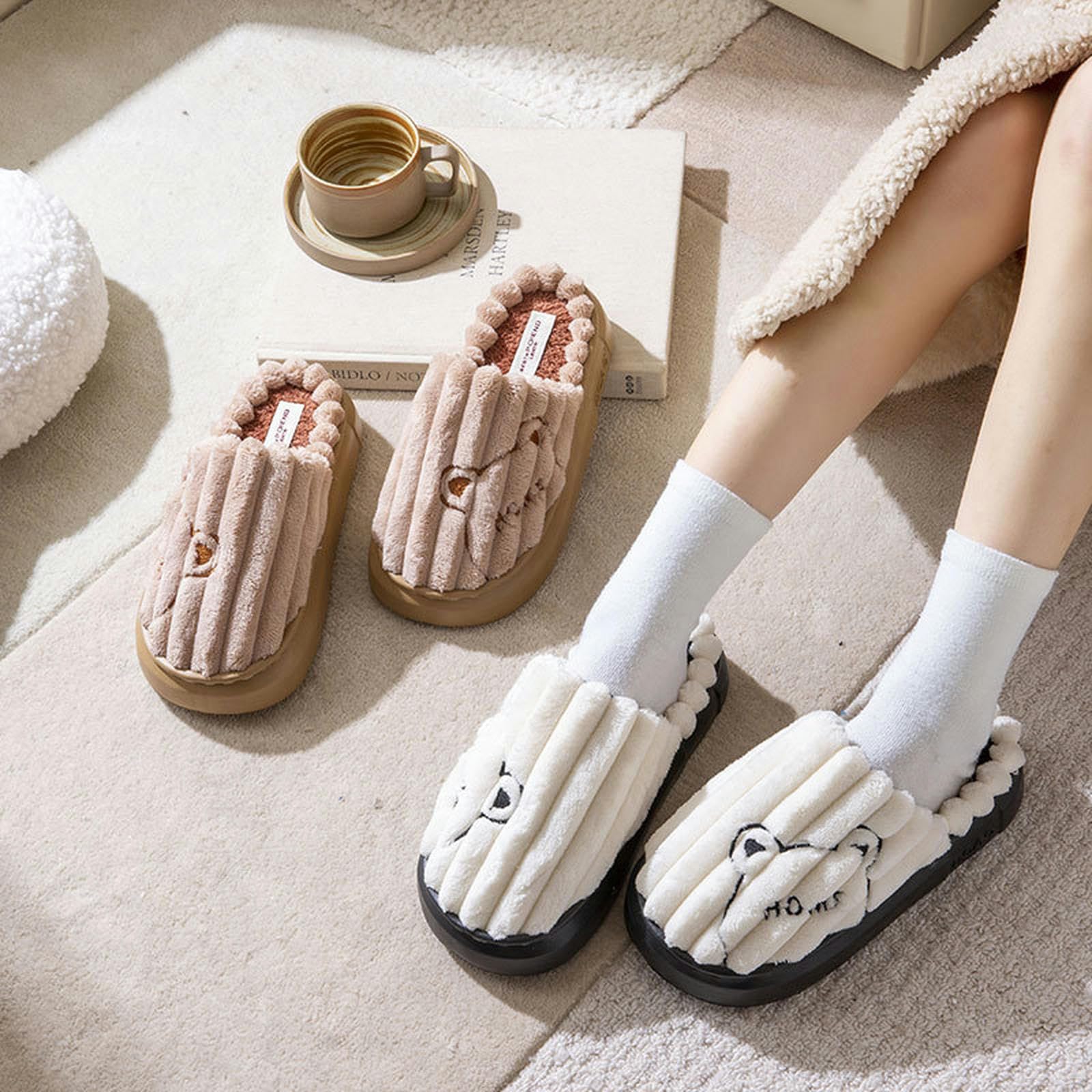 Pantuflas cálidas de dinosaurio para casa, con forro de invierno, para interiores, color rosa, 38-39