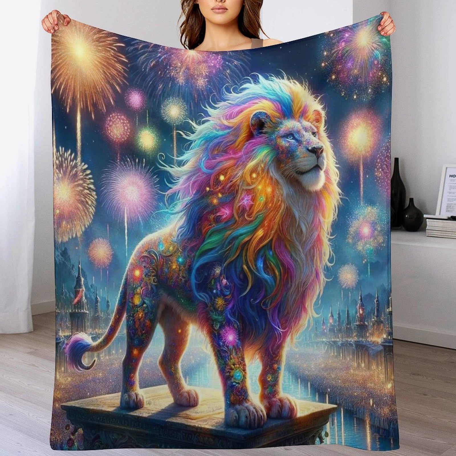 Couverture lion en flannel de qualité supérieure pour lit douillet