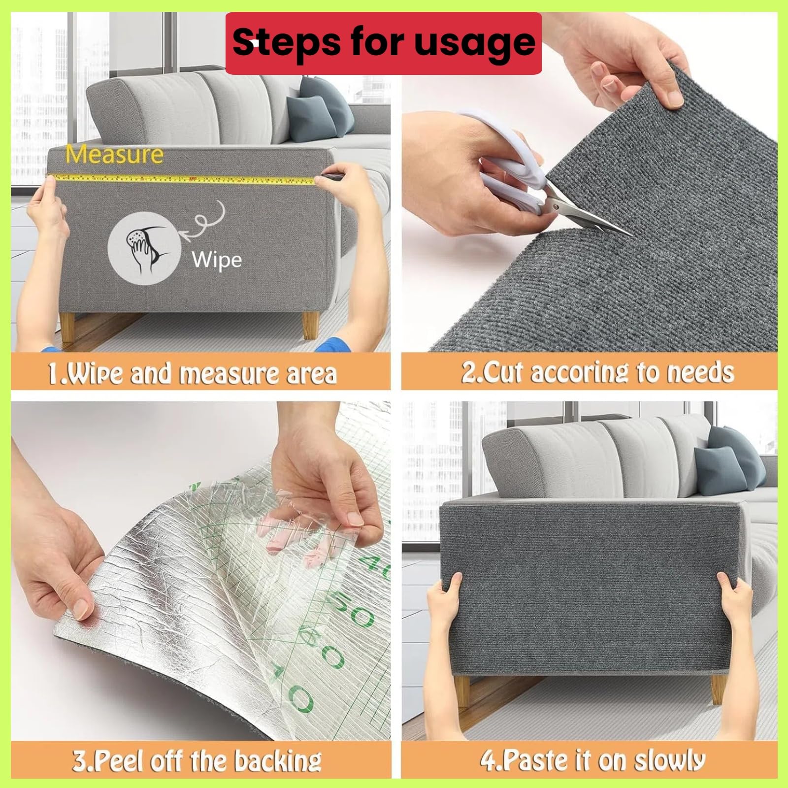 Tappeto Tiragraffi Per Gatti Autoadesivo - Ritagliabile Per Divano, Pareti O Mobili, Anti-Graffi Per Gatti - Foto 2