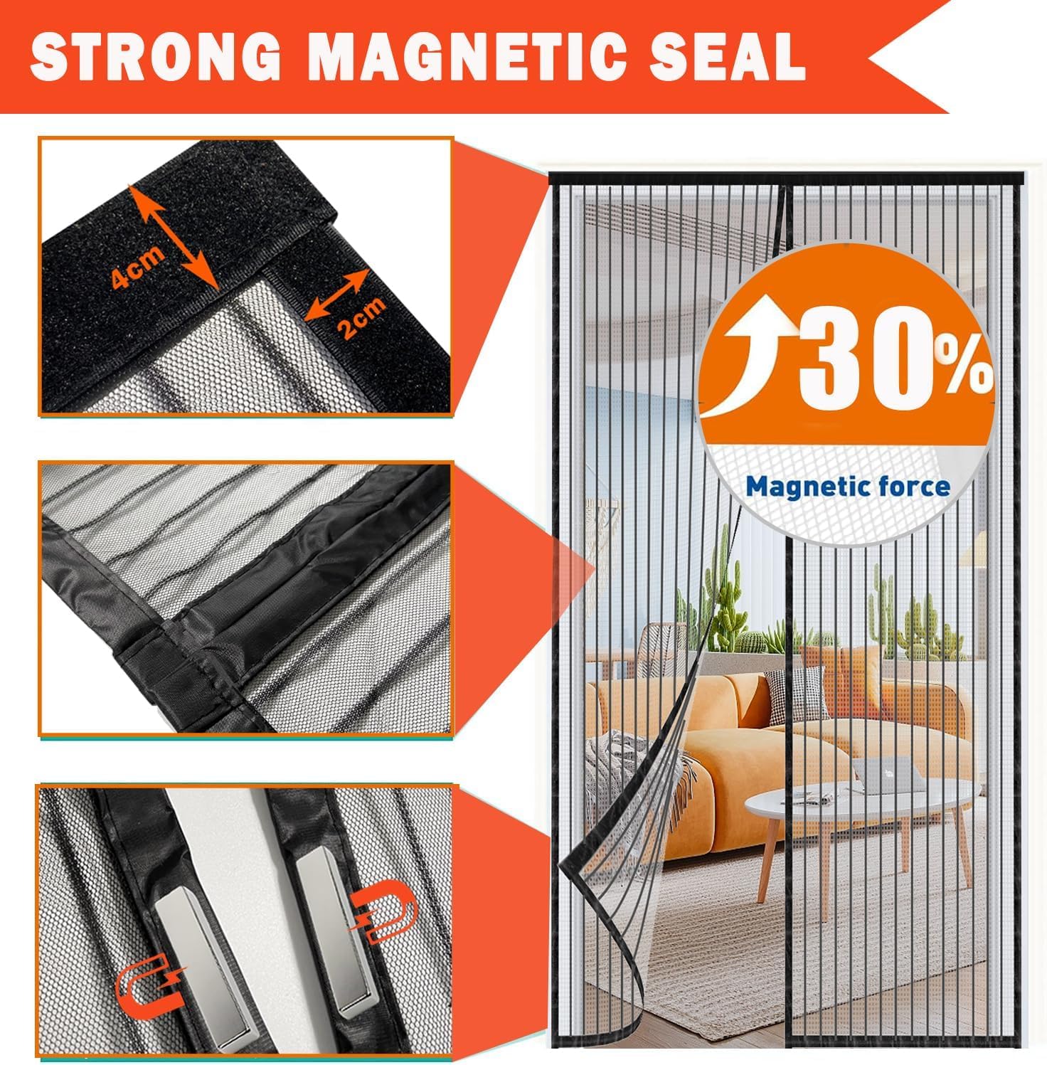 BukyTom Zanzariera Magnetica Porta 110x200 - Tenda Zanzariere Magnetiche per Porta Balcone - Magnete Zanzariera con Calamita - Magnetic Door Screen - Rete Fine Magneti Anti Zanzare