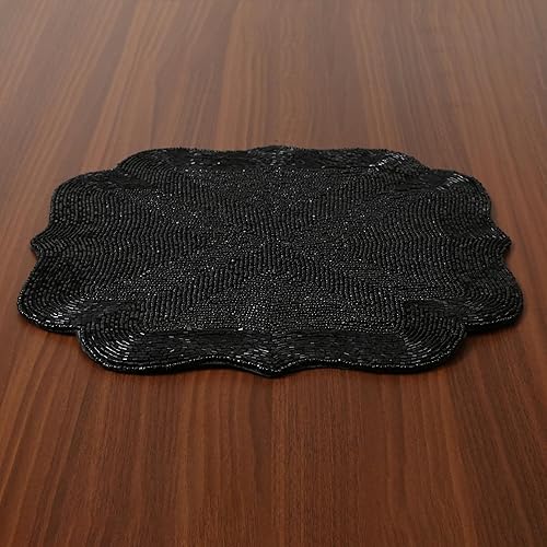 Miniatura 6 de Manteles individuales redondos con cuentas para decoración de mesa de granja, medidas de 13 pulgadas, manteles individuales redondos de Navidad con