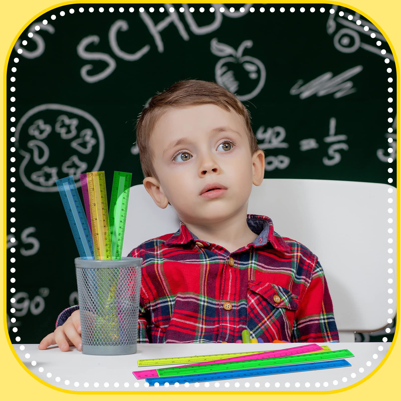 Harloon 480 Stück klare Farbe Kunststoff-Lineal Bulk gerade Lineale mit Zentimetern Zoll 8 Farben transparent flexibel Lineal für Kinder Schüler zurück zur Schule Klassenzimmer Home Office Supplies