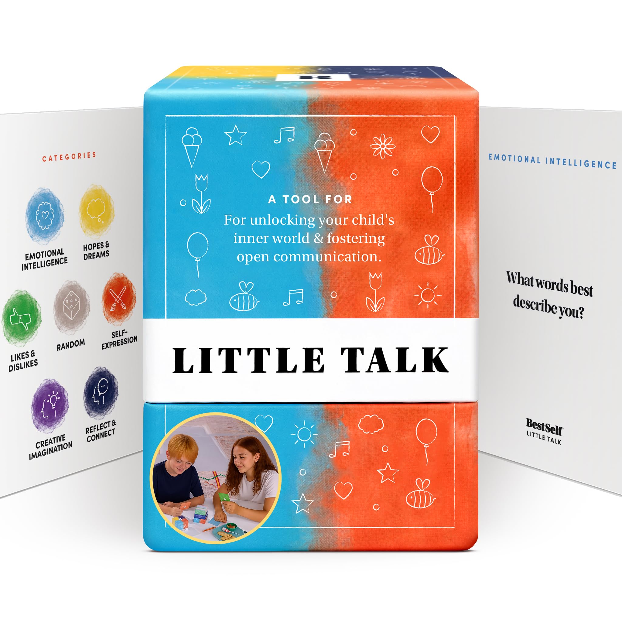 Kids Conversation Cards Starter Little Talk Deck by BestSelf — Powerful Family Game to Strengthen Relationships with Children by Cultivating Open and Meaningful Interactions — 150 Engaging Prompts