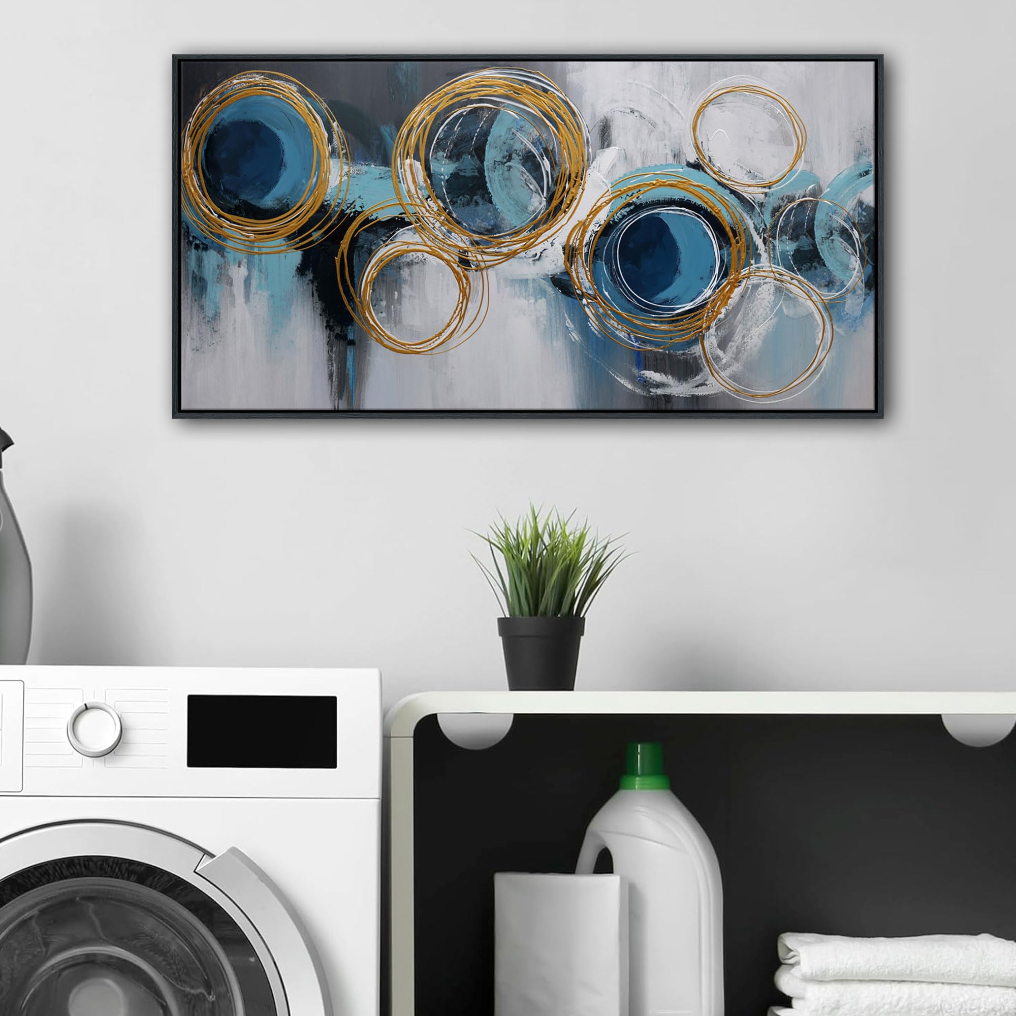 YCPRIMER Blue Abstract Circular Loop Canvas