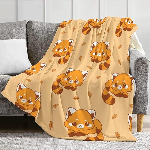 Miniatura 5 de Manta de panda rojo, regalos para amantes del panda rojo de 80 x 60 pulgadas para adultos, manta de forro polar muy suave para cama, sofá