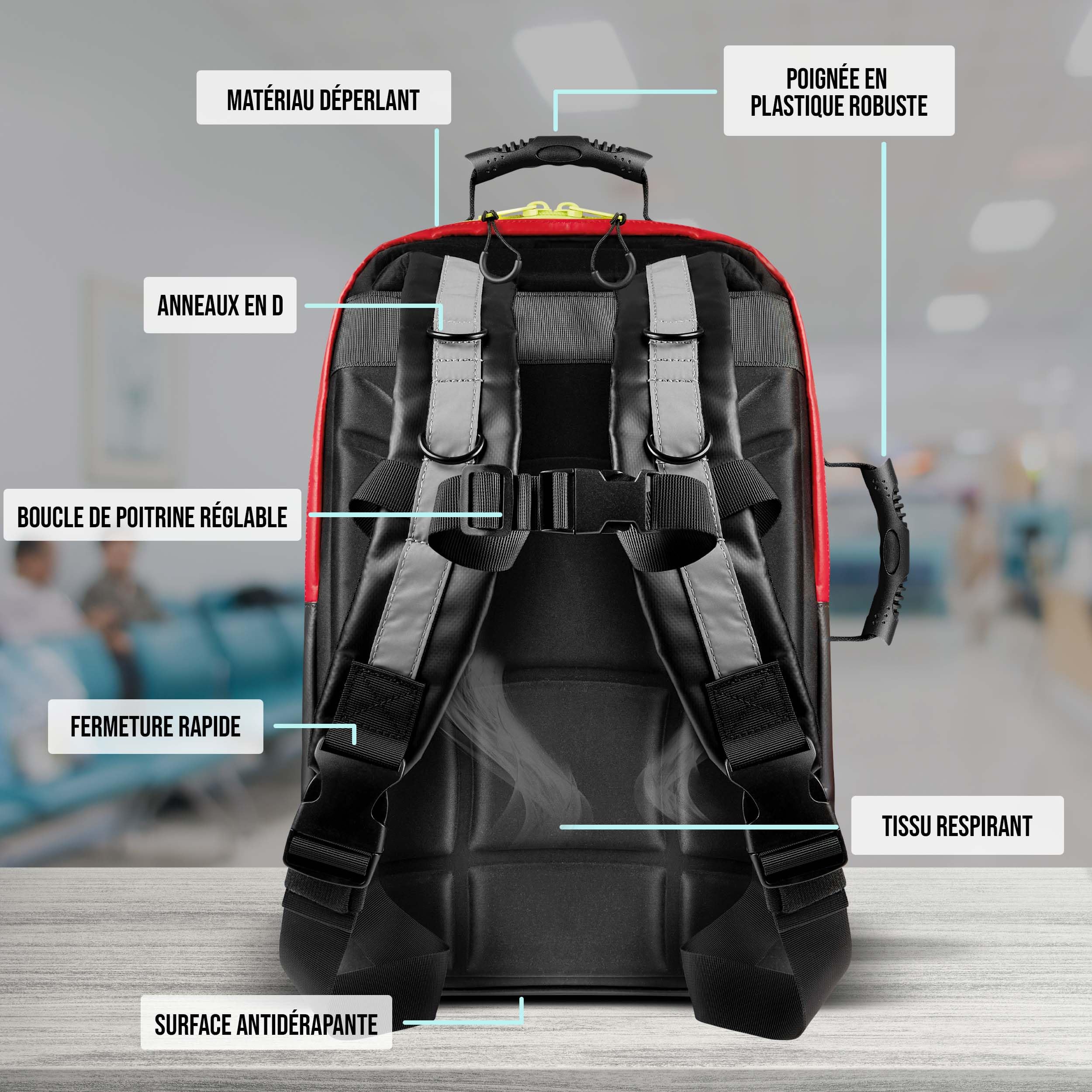 Pulox Sac à dos de premiers secours - Grand Sac à dos médical d'urgence professionnel avec système modulaire - complet avec contenu Advance
