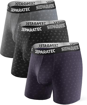Separatec Mens Dual Pouch Underwear Comfort Soft Premium Cotton Modal Blend Boxer Briefs 3 Pack