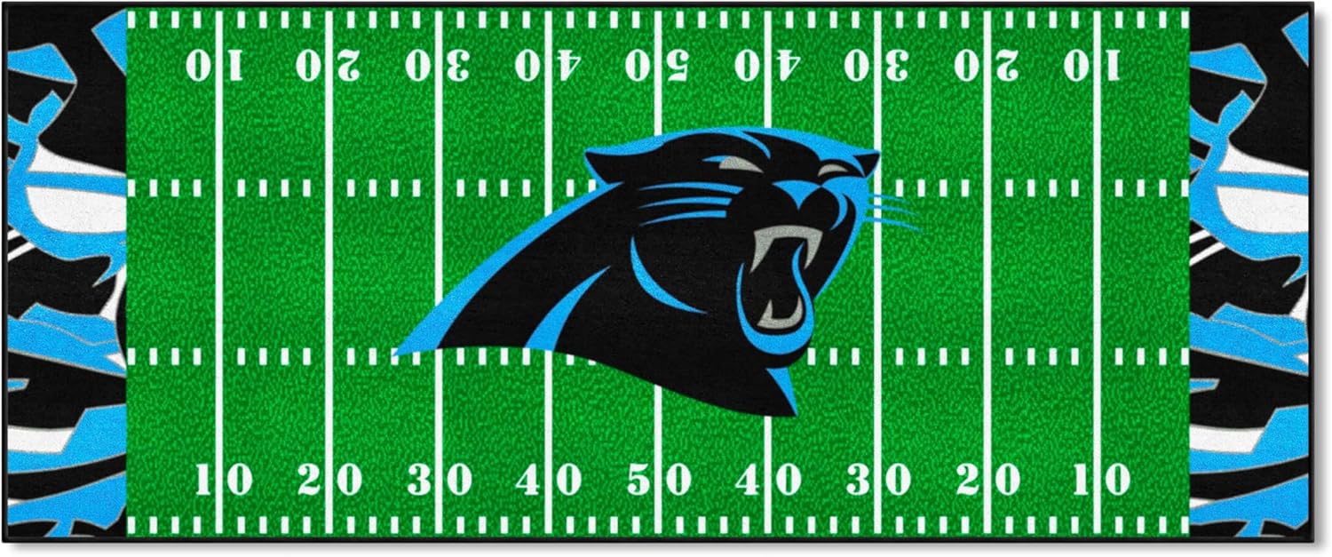 FANMATS 23217 NFL -Carolina Panthers Football Field Runner Rug - 30in. x 72in. Xfit Design