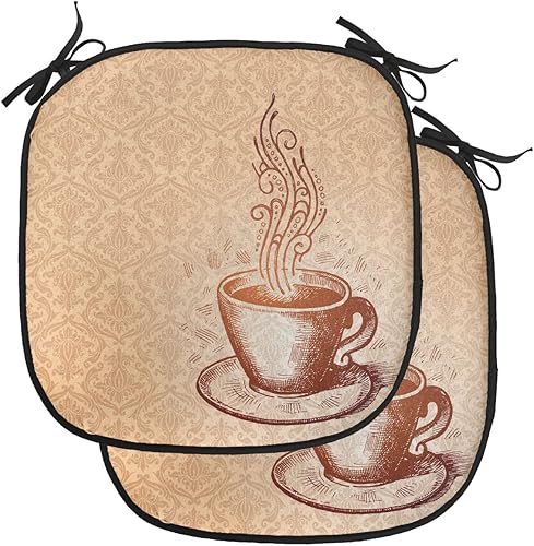 Vista 231 de Lunarable Orient - Juego de 6 cojines de asiento para silla, diseño de estrellas marroquíes, espirales y curvas abstractas, ilustración oriental