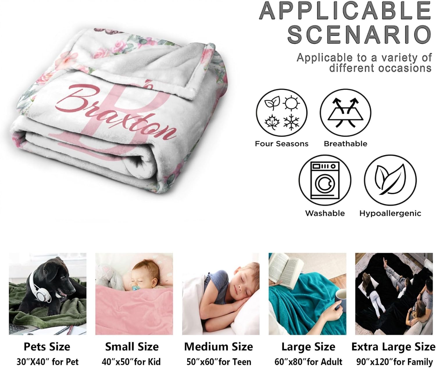 Aniruddha Custom Butterfly Baby Name Blanket,Personalized Butterfly Baby Blanket,Custom Blankets with Name for Kids,Customized Blankets for Toddlers Kids Nursery,40"x50"-Throw Size
