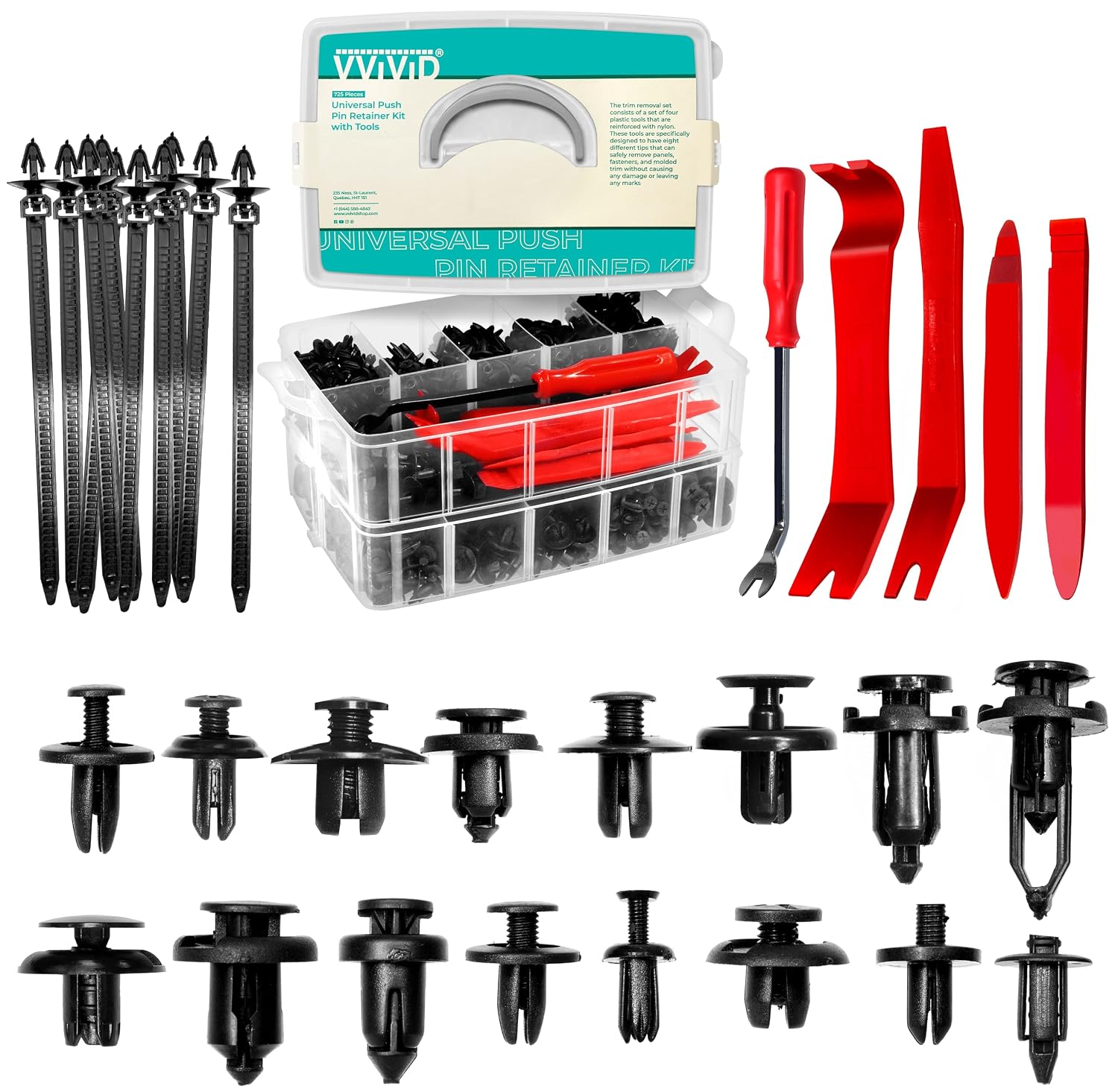 VViViD 570+ PCS Car Retainer Clips Kit, Plastic Push Pin Rivets, with 4 x Car Panel Pry