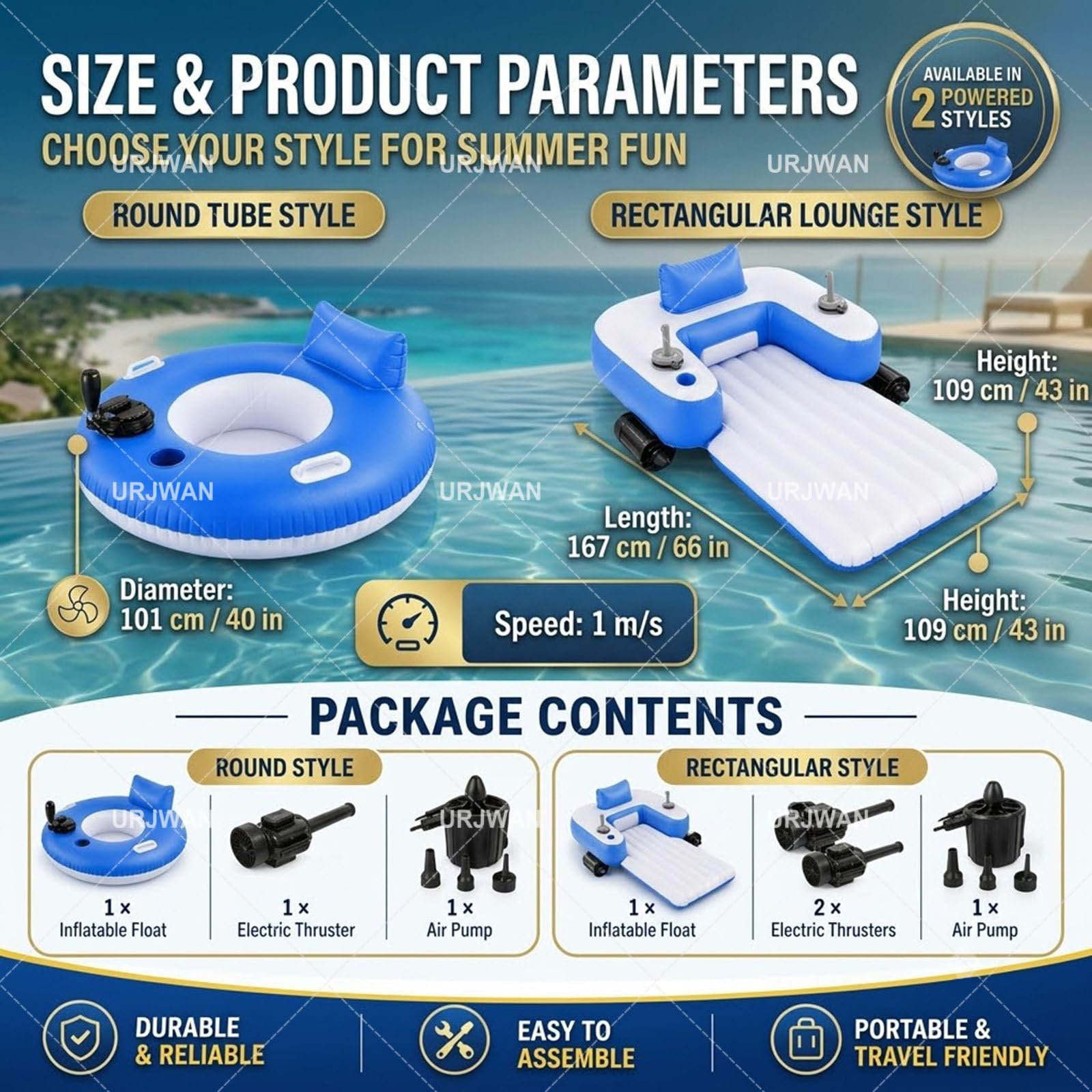 Galleggiante Elettrico per Piscina, Lettino Gonfiabile con Sterzo A 360°, Sdraio Ricaricabile per Adulti con Porta Bicchiere, Materasso Comodo per Fiume, Lago E Spiaggia A