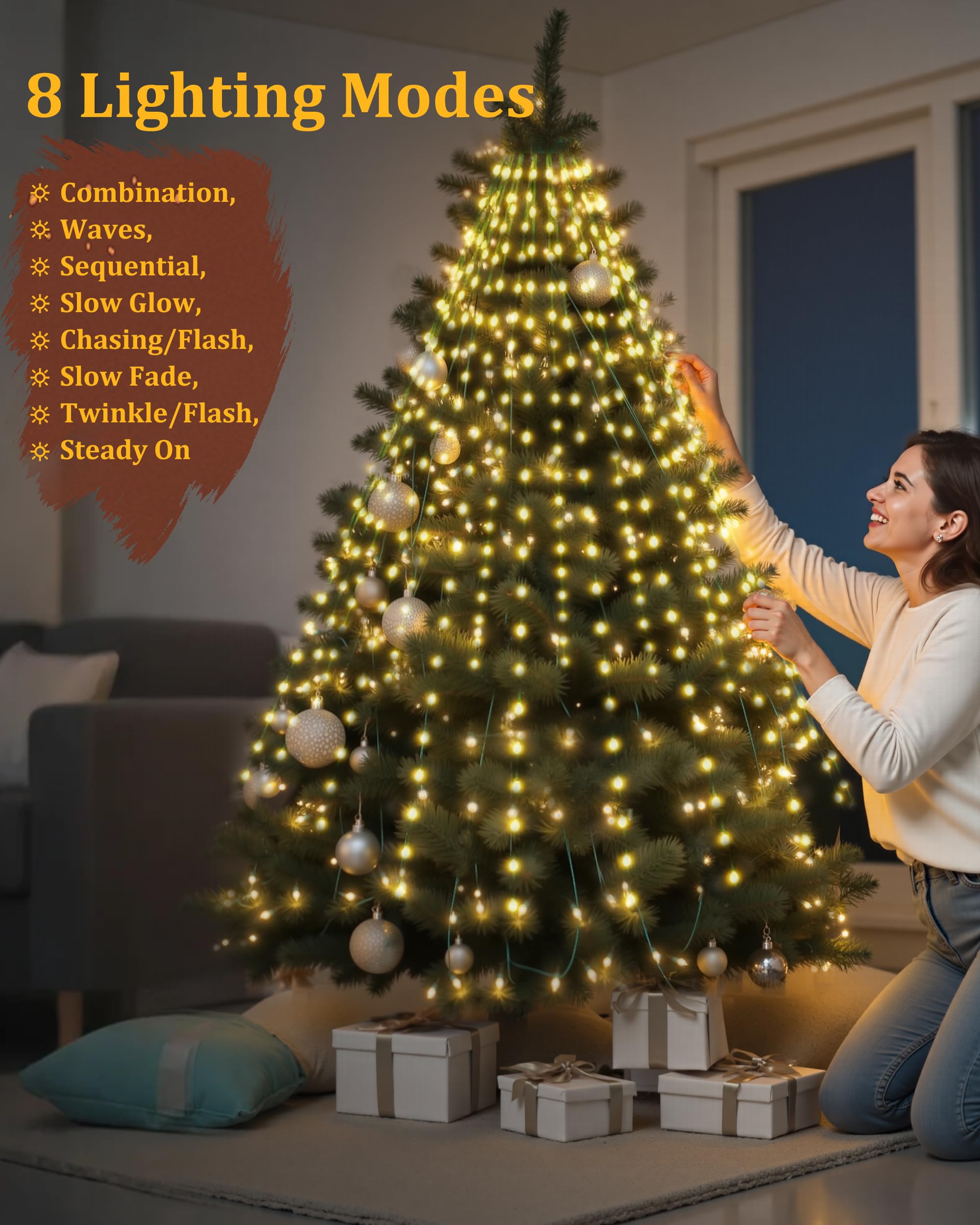 Christmas Tree Lights, 400 LED Christmas Lights with 8 Light Modes & Memory Function - Image 2