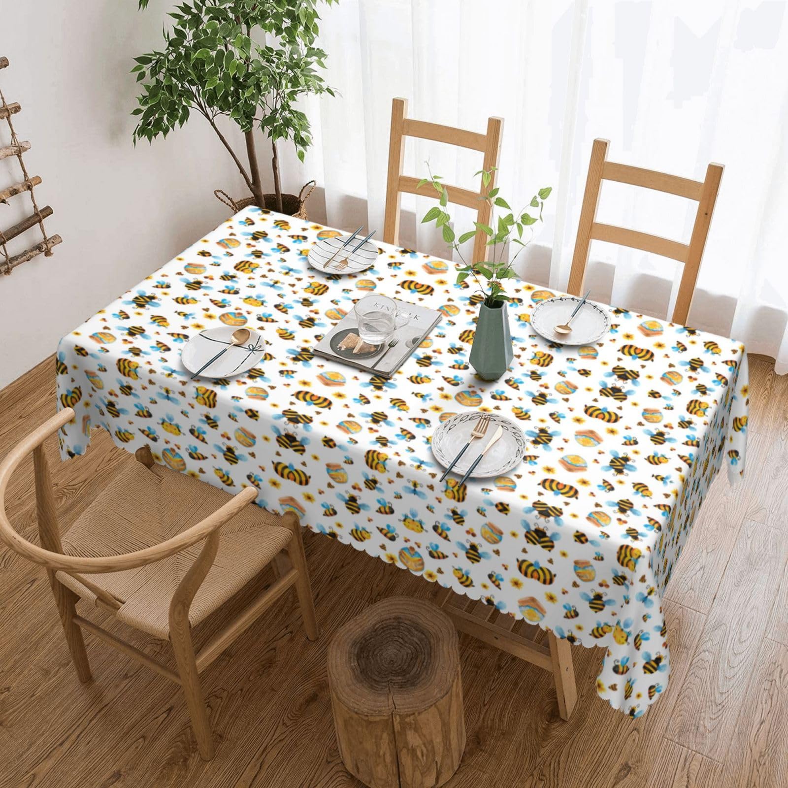 Tovaglia con motivo a ape in stile cartone animato, tovaglia formale per tutti i giorni, 137 x 182 cm, elegante festa festiva