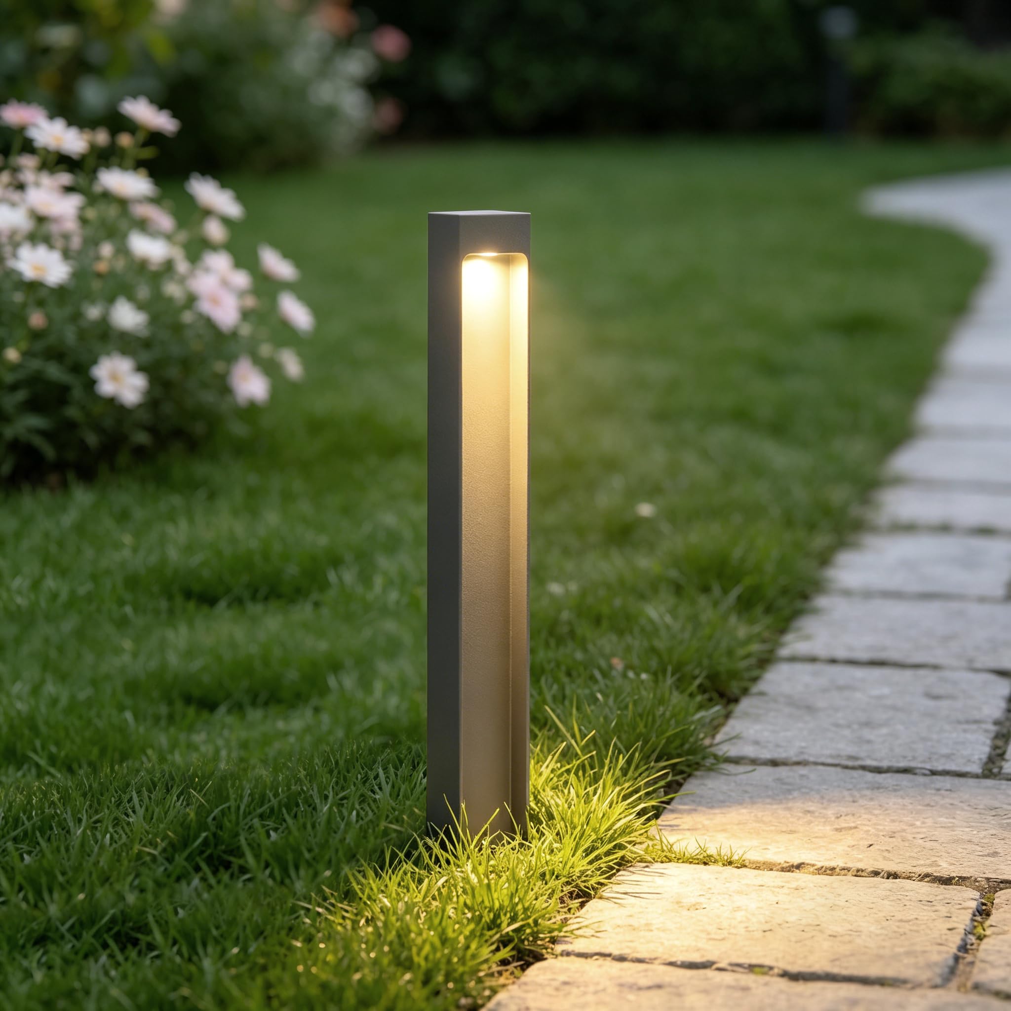 Mai & Mai Garden Lights Outdoor – Modern 60cm Bollard Light, IP65 Waterproof 5W LED 3000K Warm White, Outdoor Garden Lighting for Patio, Pathway & Driveway, Rayva03