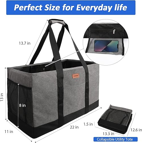 Miniatura 10 de Bolsa de playa grande bolsa de mano grande bolsas de comestibles reutilizables bolsa de mano plegable con asas