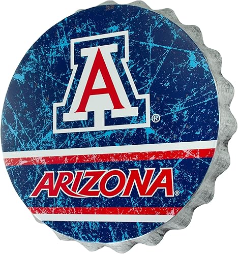 FOCO Cartel de pared de Arizona de metal envejecido de 13 pies con tapa de botella envejecida, edición limitada, NCAA, PAC-12 que representa tu