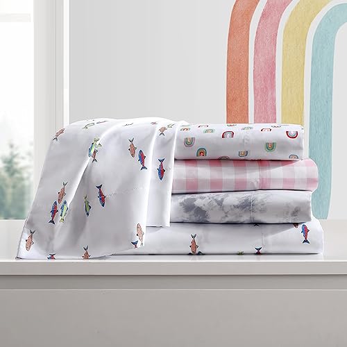 Miniatura 7 de Eddie Bauer Sábanas Queen para niños, ropa de cama resistente a las manchas, ideal para juego de ropa de cama para niños pequeños (rosa a cuadros,