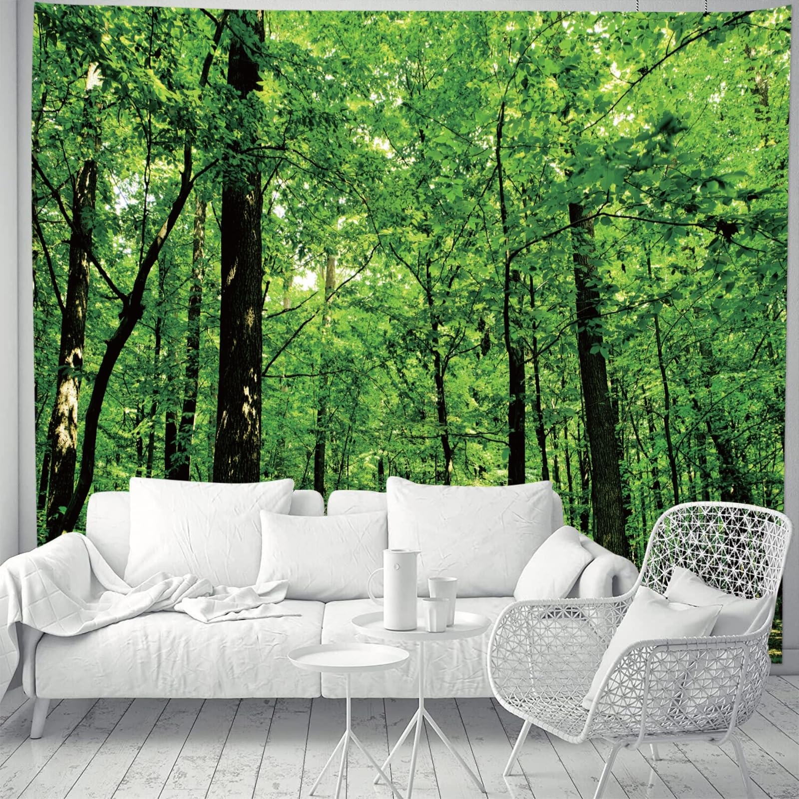 Skcess Wall Hanging Forest Tapestry Nature Tapestry Landscape Wall Cloth Tree Tapestry Jungle Wall Decoration for Bedroom Living Room 150 x 130 cm - Image 4