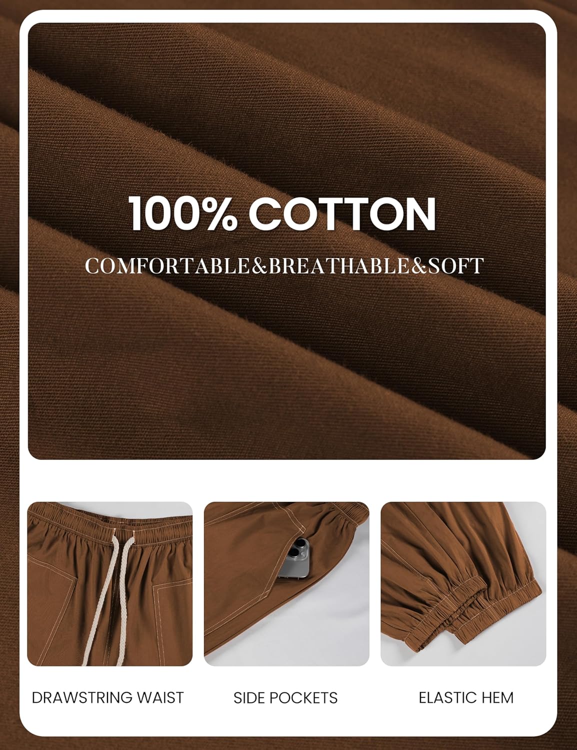 Himosyber Womens Baggy Wide Leg Pants Casual Loose Elastic Drawstring Waist Harem Pants with Pockets - Image 6