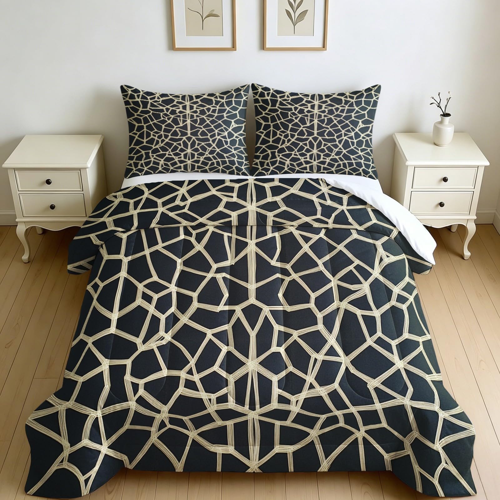 Edredón 155 x 220 cm 4 Estaciones Líneas geométricas abstractas Relleno Nórdico Microfibra marrón Transpirable Decoración Dormitorio