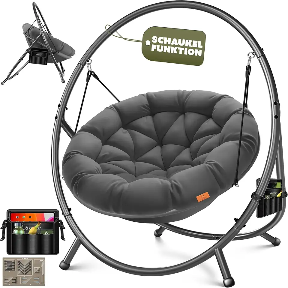 Hamacs design & mobilier jardin tendance 2026 : 50 idées Pinterest KESSER Fauteuil suspendu avec cadre Bali, balançoire suspendue jusqu'à 150 kg, pour intéri