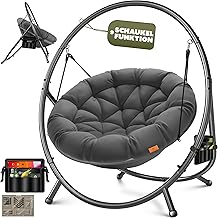 KESSER Hanging chair with Bali frame, hanging swing up to 150 kg, indoor and outdoor, cushion and side pocket, hanging basket, steel frame and foam cushion, ideal for