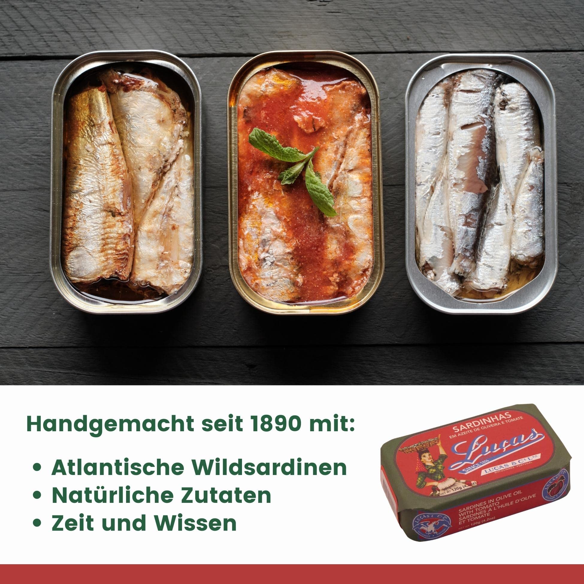 Luças - Sardines en Huile d'Olive et Poivron Vert/Produit Gourmet du Portugal - 5 x 120 gr Pack