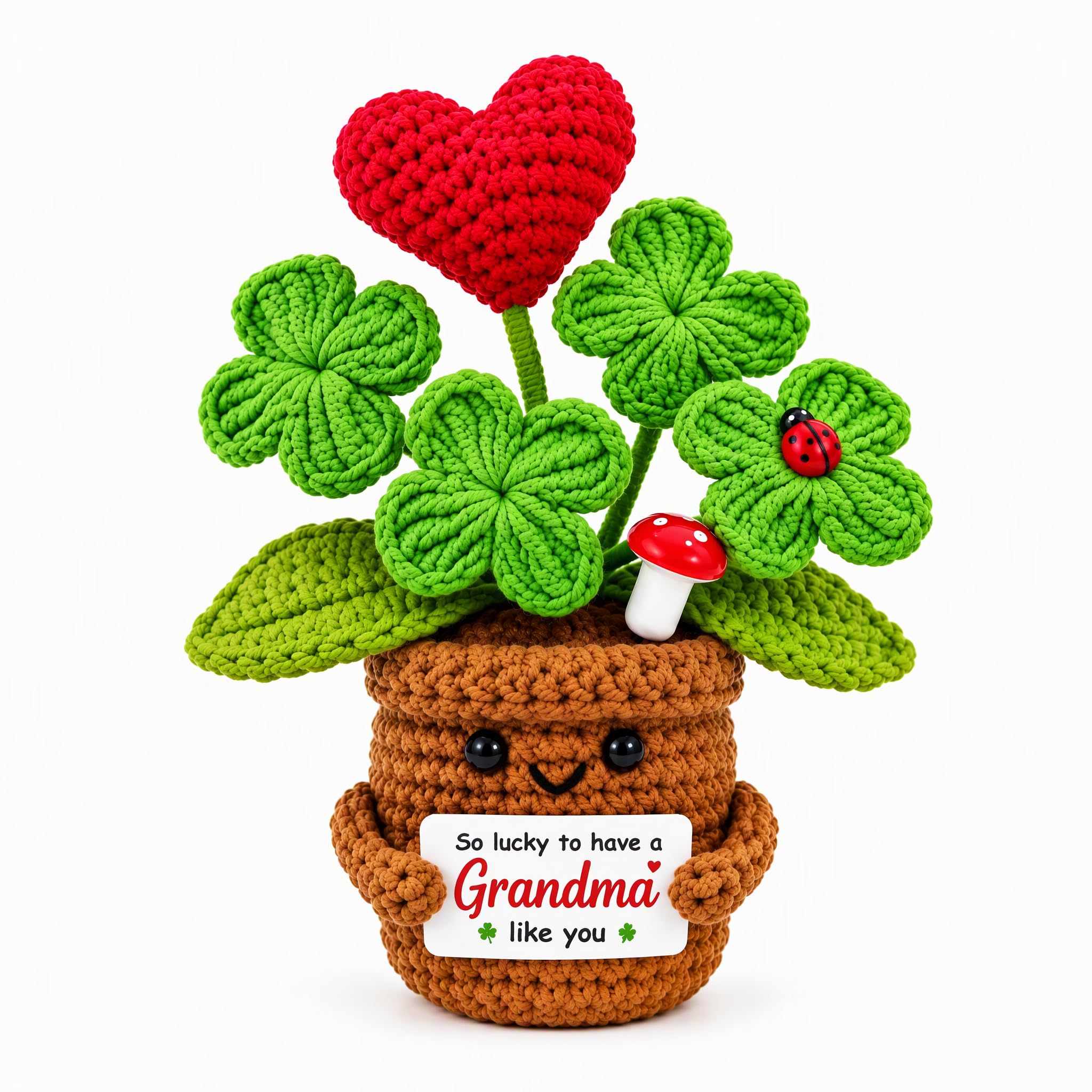 Suxyn Grandma Gifts, Crochet Heart Flower Plant Pot for Grandma