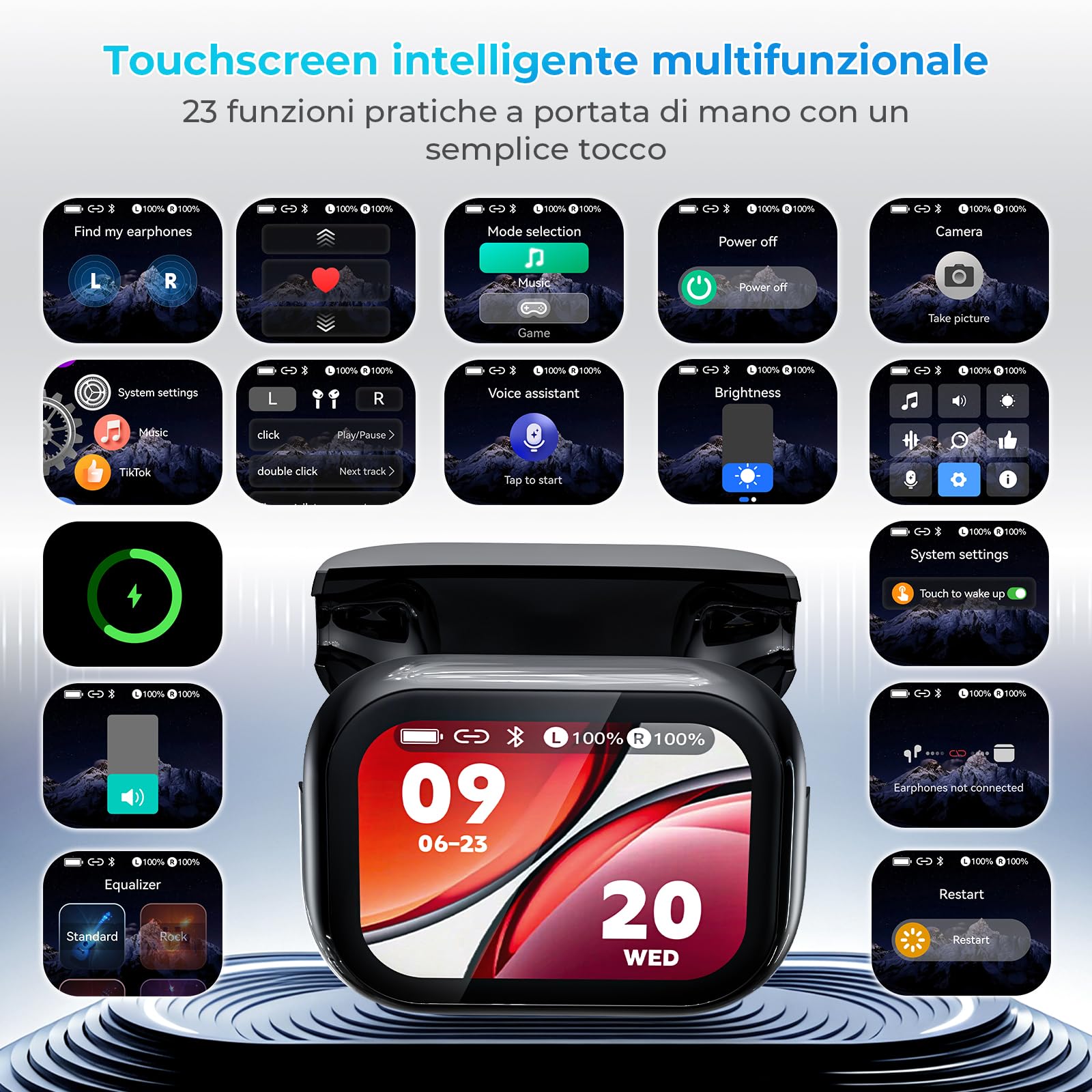 Cuffie Traduttore Simultaneo IA, Traduzione Vocale 165 Lingue, 9 Modalità, Bluetooth 6.0, 48H Autonomia, Riduzione Rumore ENC, Auricolari Traduttore Wireless per Viaggi, Studio e Lavoro