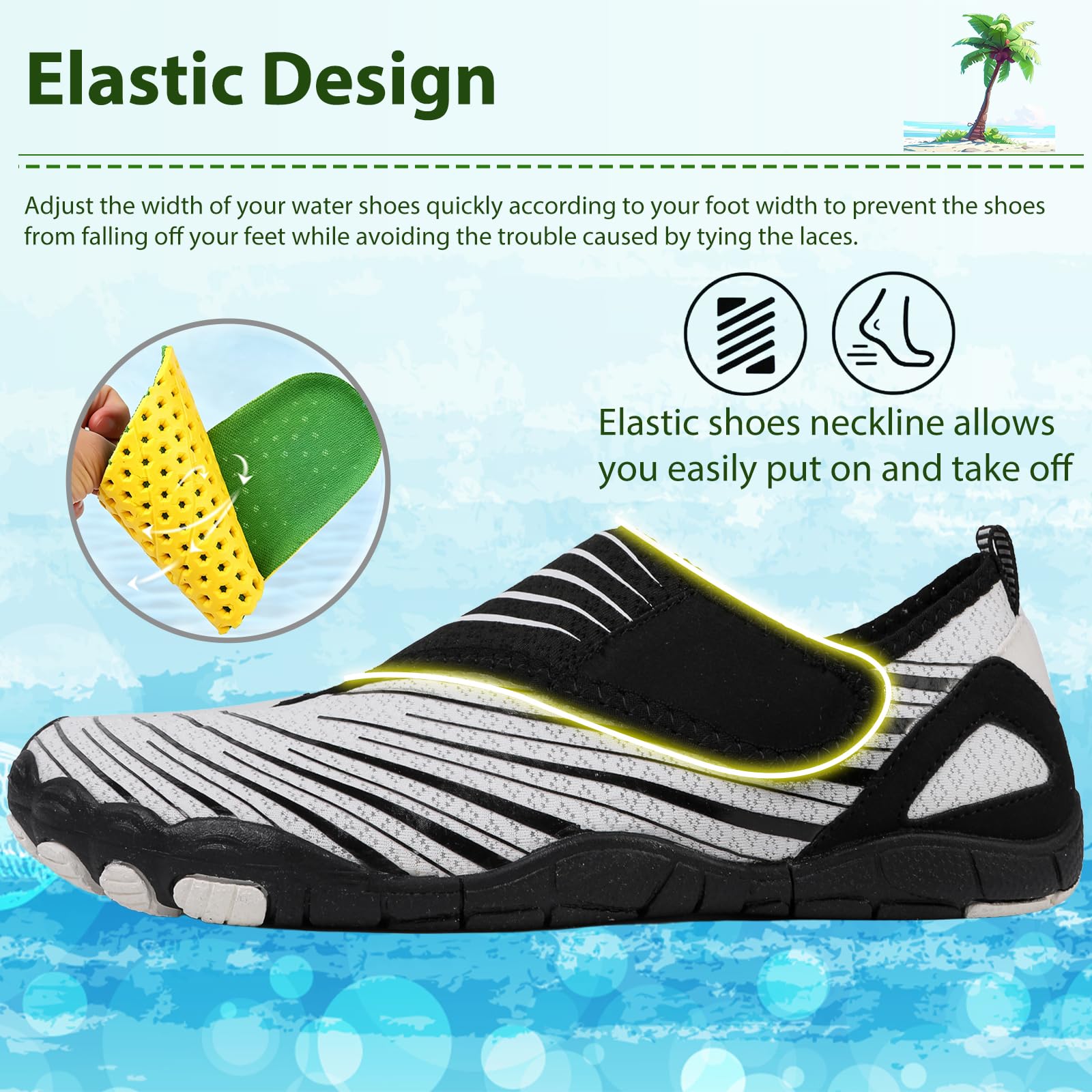 AONETIGER Unisex Barefoot Scarpe Donna Uomo Immersione Scoglio Surf Scarpe Traspiranti Spiaggia A Piedi Nudi Scarpe per Piscina Surf Diving Running Yoga Gr.36EU-47EU