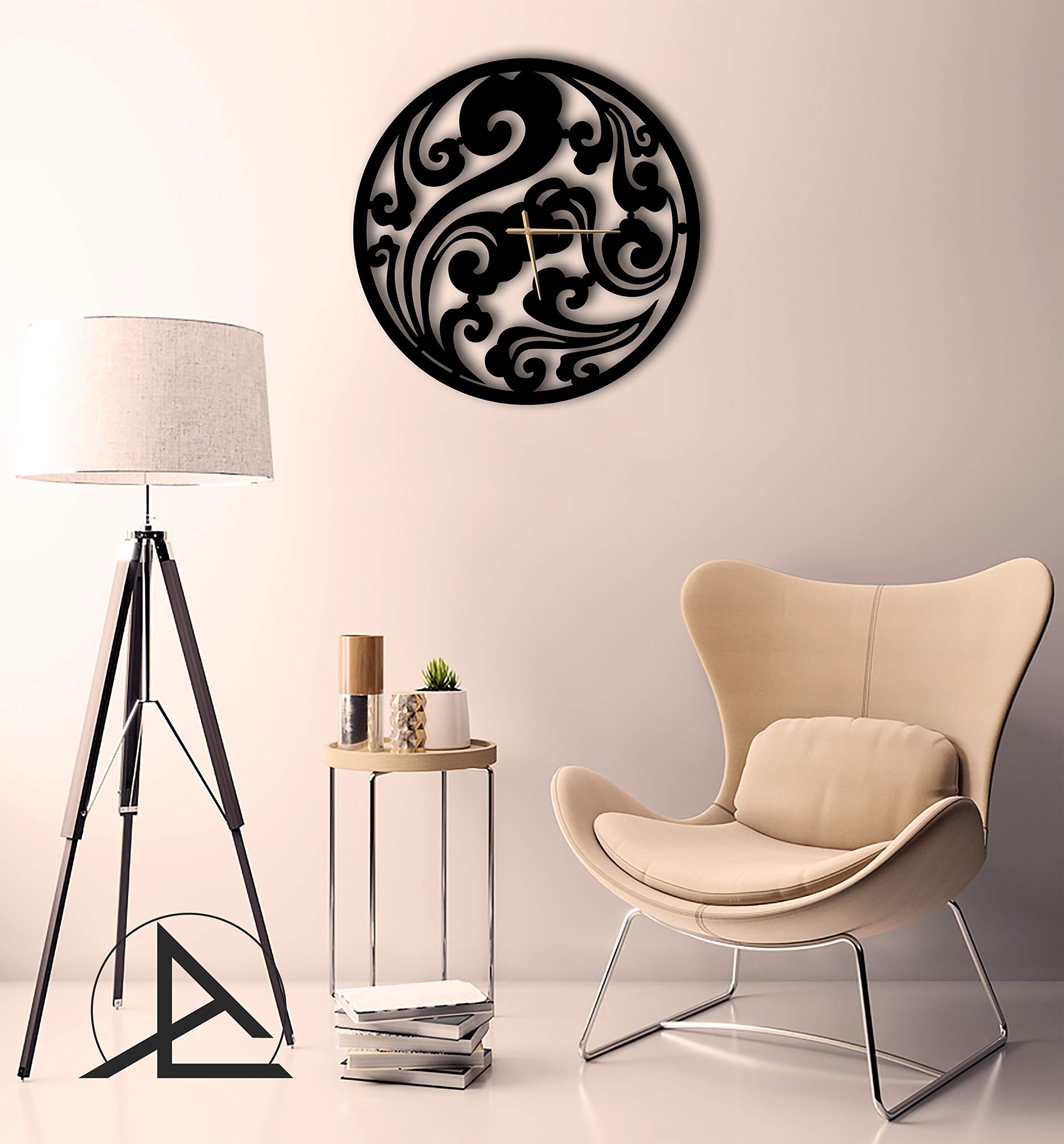 Figura – Reloj de pared de metal con diseño único – Decoración de pared de metal para el hogar u oficina, moderno movimiento industrial silencioso (50 x 50 cm)