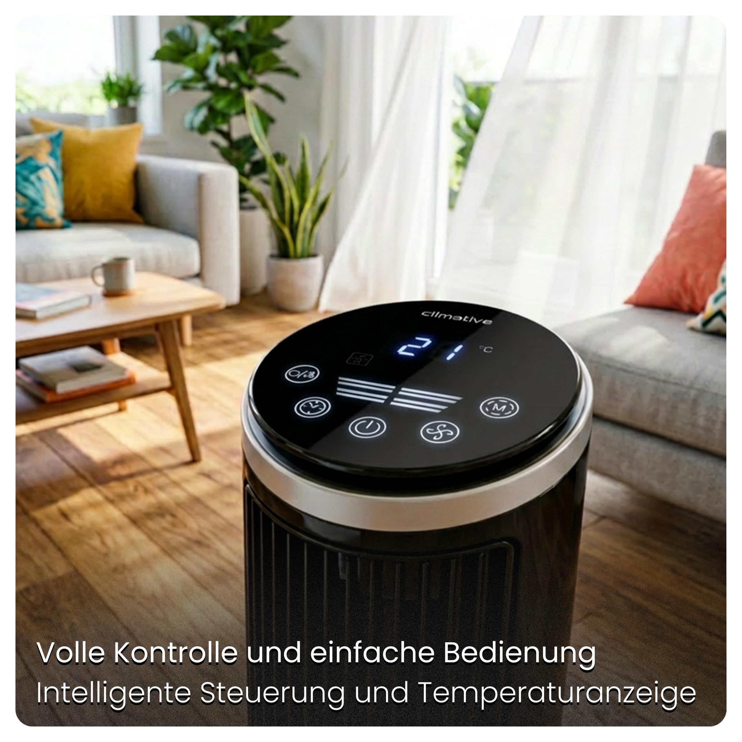 Turmventilator 102cm Standventilator mit Ionisator & Aroma-Clip IONIC, 5,8 m/s Wind, 90° Oszillation, 15h Timer, LED Display mit Temperaturanzeige, 55W, Tower Fan, Ventilator